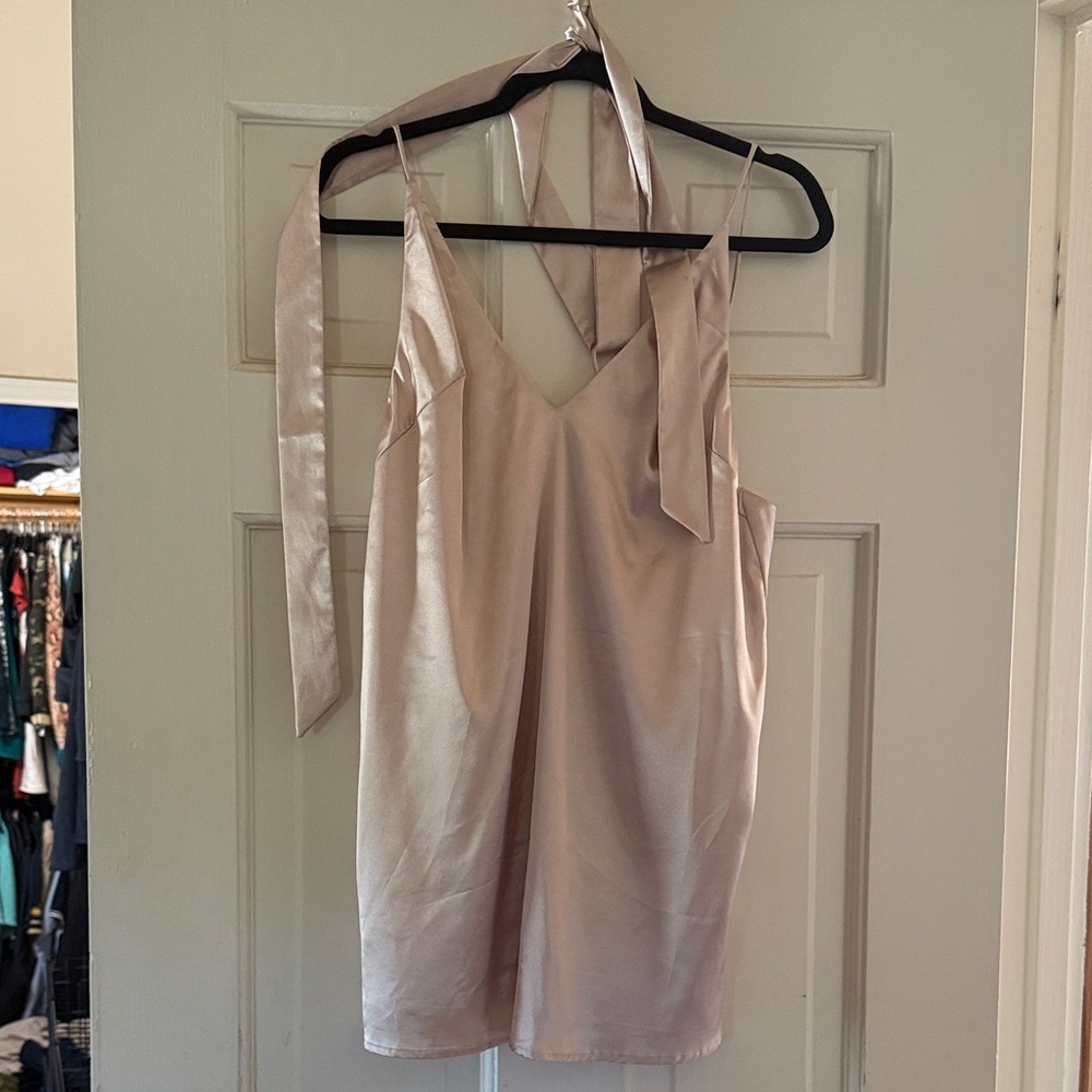 Elegant Satin Mini Dress in Pink